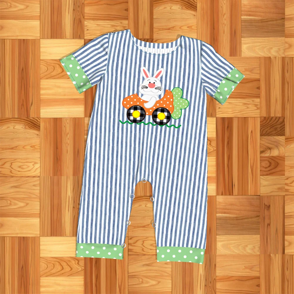 New Design Boy Boutique Easter Day Custom Romper Bunny Embroidery Clothes BPF911-229-HY |