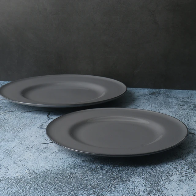 Dark gray ceramic dinner plate 3