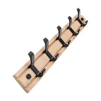 

1 Set Wall Back Hooks Bamboo Wood Coat Hat Hook Hanging Clothes Row Hooks For Home