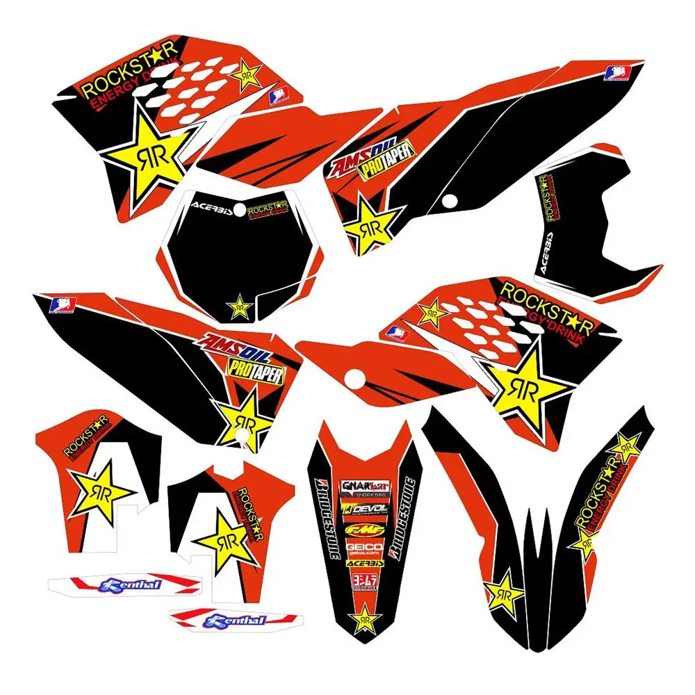 

Full Graphics Decals Stickers Custom Number Name 3M Bright Matte Stickers Waterproof For KTM SX SXf EXC 125 450 2007-2011