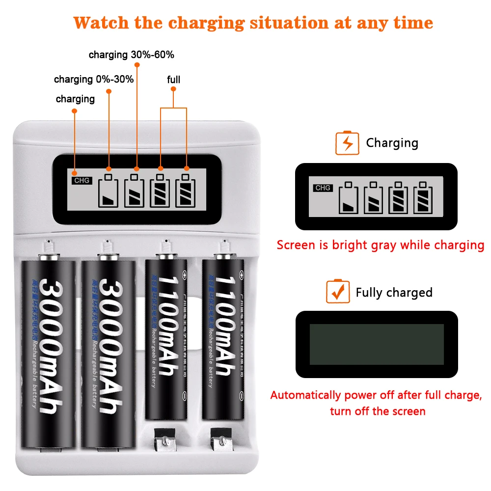 Умное зарядное устройство PALO 1 2 в Ni MH AA 3000 мАч|ni-mh 3000mah|aa rechargeable batteryrechargeable battery aa |