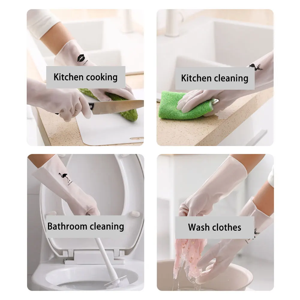 Dishwashing Gloves Cleaning Gloves Silicone 1 Pairs waterproof rubber latex dish washing gloves kitchen durable cleaning housework chores dishwashing tools