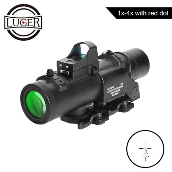 

Tactical Hunting Scope 1x-4x Fixed Dual Purpose Scope With Mini RMR Red Dot Scope Optical Sight Air Guns Combo Rifle Scope