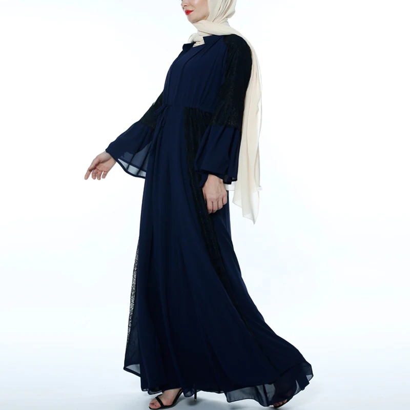 MISSJOY мусульманское abaya женское платье с расклешенными рукавами модал турецкий кафтан Средний Восточный Повседневный шифон, кружево с