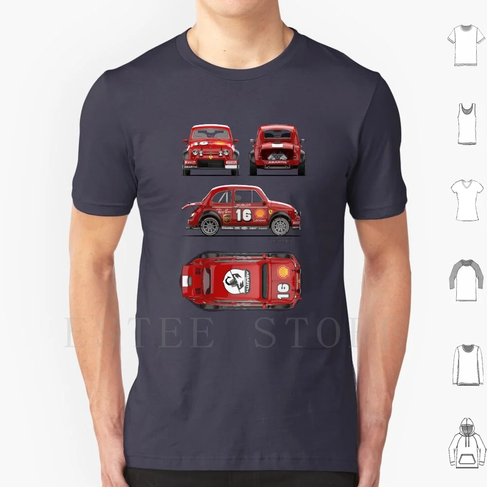 Abarth 500 Scuderia T Shirt Uomo Cotone 6Xl Fiat 500 Scuderia Car Perché Vintage 3D Nuova 500 Abarth Automotive Rally Fiat500