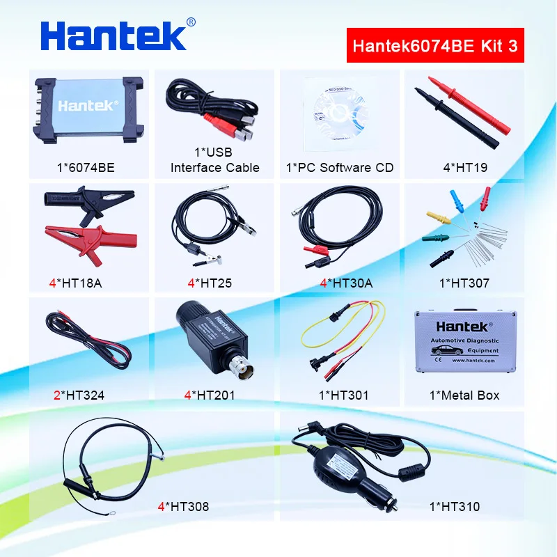 Hantek 6074BE (серия Kit III) 4CH 70 МГц автомобильное диагностическое оборудование 80 типов