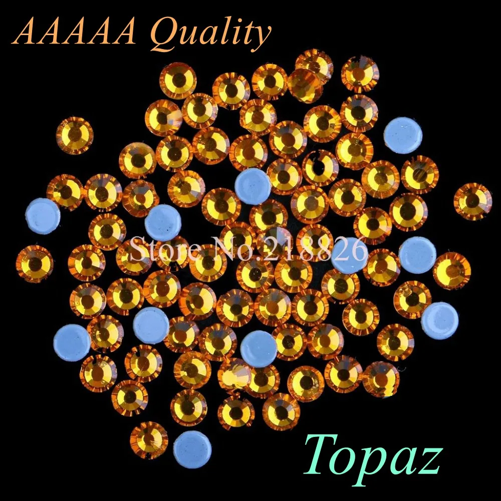 Topaz Высшее качество! Стразы AAAAA с горячей фиксацией, все цвета, разные размеры, кристаллы AB SS6 SS10 SS16 SS20 SS30, стеклянные стразы, железо на горячей фиксации - Цвет: Topaz