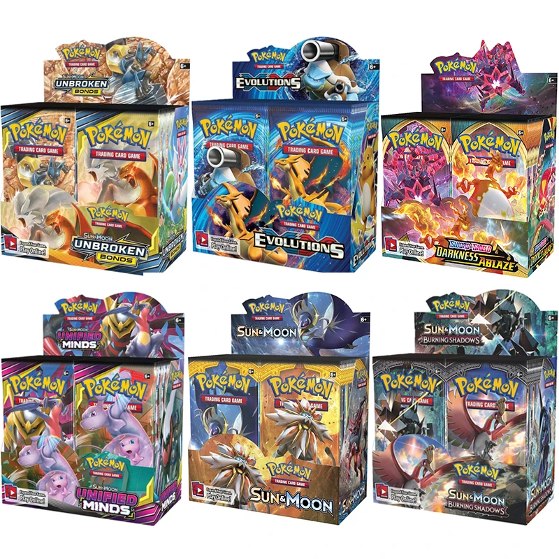 ホット324ピース 箱ポケモンカード太陽 ムーンロスト雷英語取引カードゲームevolutionsブースターグッズ子供のおもちゃのギフト ゲーム コレクションカード Aliexpress