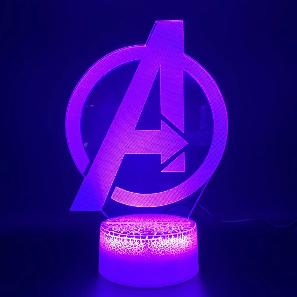 3d светодиодный ночник, светильник с логотипом Marvel Мстители, украшение для спальни, яркий базовый цвет, меняющий крутую атмосферу для маленьких детей