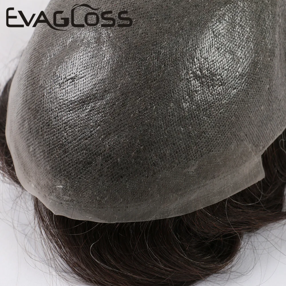 Мужские парики EVAGLOSS искусственная кожа искусственные волосы мужской парик