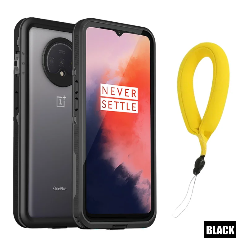 Black with strap MOMOTS 360 Водонепроницаемый чехол для Oneplus 7T противоударный бронированный чехол для One Plus 7T силиконовый Полный Чехол Водонепроницаемый Прозрачный чехол - Цвет: Black with strap
