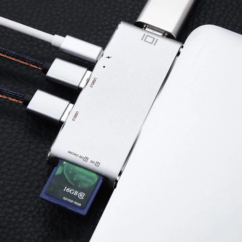 YC204 алюминиевый сплав type-C концентратор USB 3,0 type-C 4K видео HD выход TF кардридер usb-c концентратор адаптер для Apple MacBook