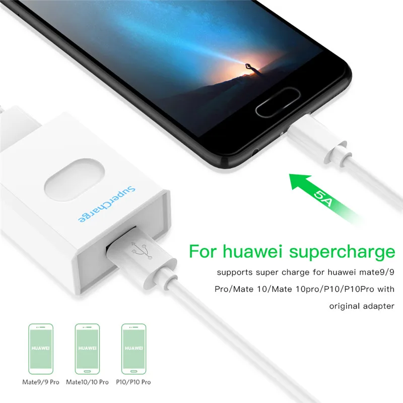 USB C 3.1 5A Type C Data Cable for Huawei Mate 9 10 P10 P20 P30 Pro Type-C 1m Fast Charging Charger for Nova 5 USB-C Supercharge