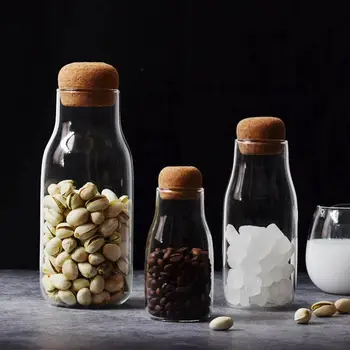 

Transparent Glass Jars Storage Can Cork Stopper Bottle Small Glass Bottle Containers Sealed Tea Coffee Storage Tank Mason Jar