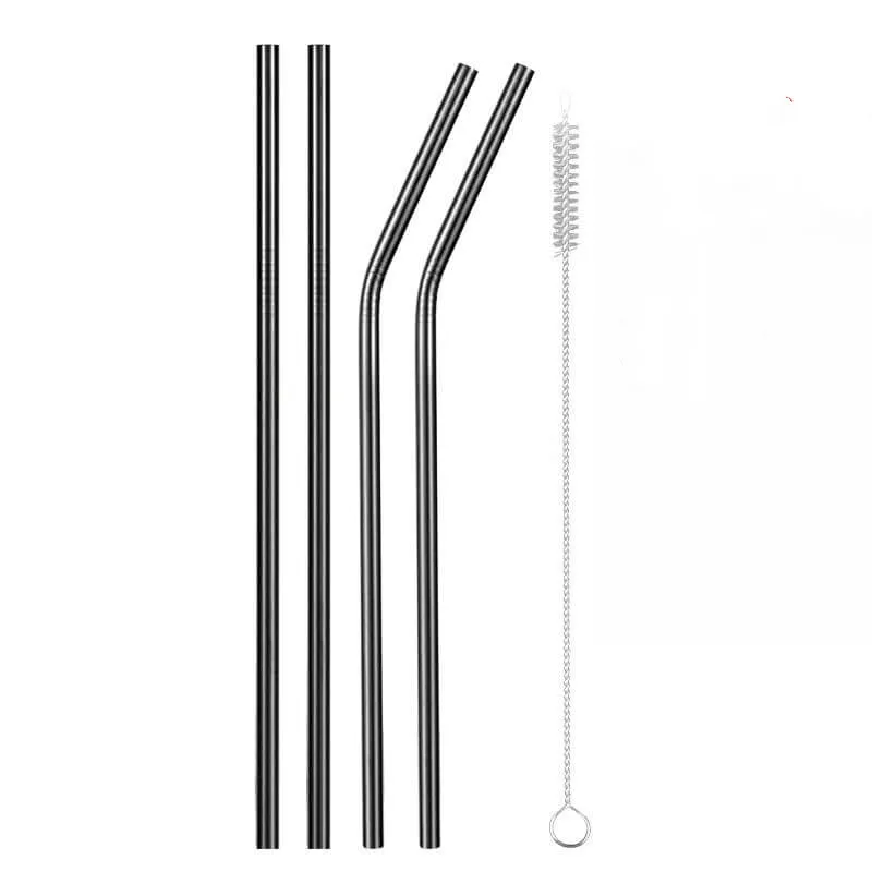 Black 4pcs Щетка для очистки бар вечерние аксессуар многоразовый металлический Нержавеющая сталь соломинки для напитков, 6 мм Диаметр для кружек 20/30 унций - Цвет: Black 4pcs
