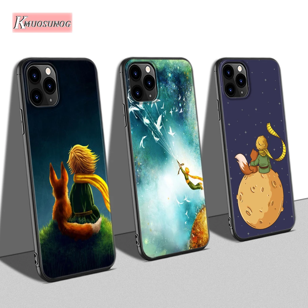 

Black Cover For iPhone 11 Pro XS XR X Max Phone Case The Little Prince with fox for iPhone 8 7 6S 6 Plus 5S Phone Shell