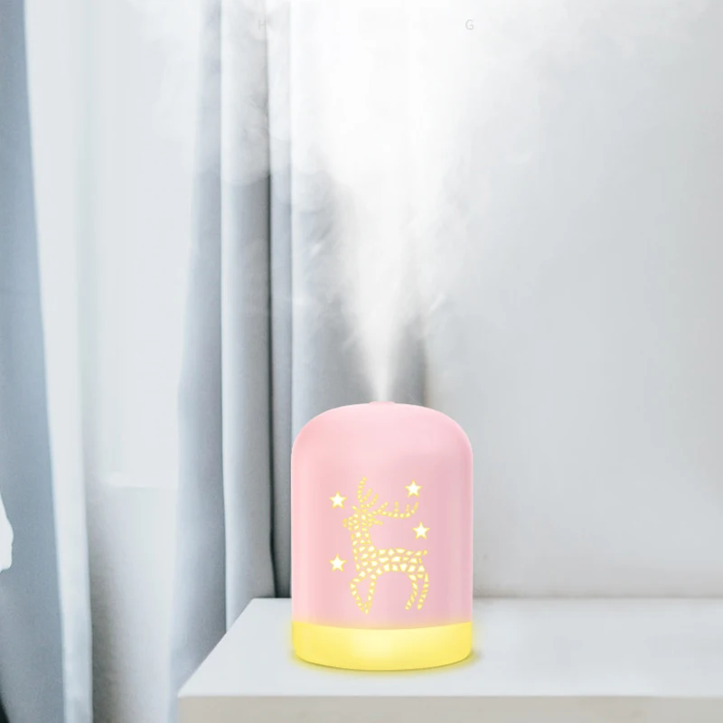 340Ml Christmas White Deer Air Humidifier Essential Oil Diffuser For Home Car Aromatherapy Aroma Diffuser With Lamp