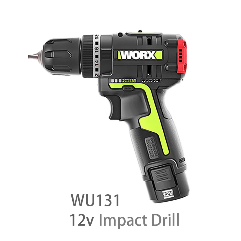 Worx Impact Drill WU131 Brushless Motor 12v Cordless 30Nm Adjust Torque Professional Tool 2Ah Battery Rechargerable