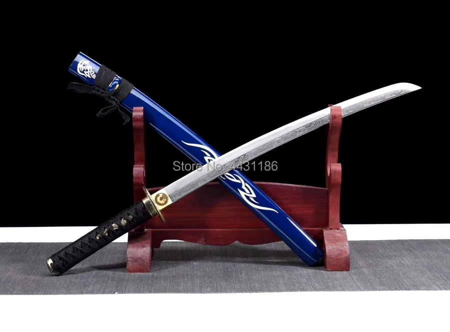 Handmade Japanese Wakizashi Sword Samurai Katana Full Tang High Carbon Steel Dragon Blade Sharp Battle Knife