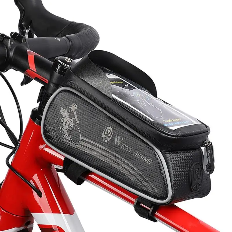Велосипедная сумка для телефона, водонепроницаемая, MTB, для шоссейного велосипеда, передняя трубка, сумка для сенсорного экрана