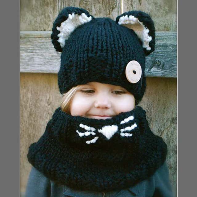 Cute Cat Style Winter Hat Children Winter Hats for Children Infant Knitted Children Hat Photography Props Bonnet
