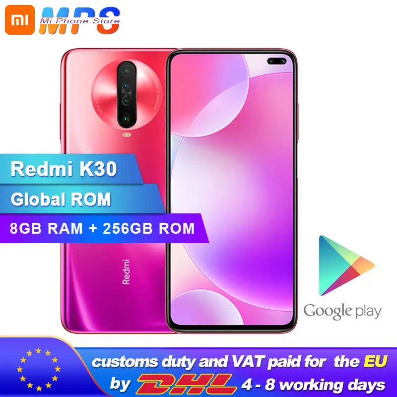 Оригинальный Смартфон Xiaomi Redmi K30 глобальная прошивка 8 Гб 256 ГБ 4G Восьмиядерный