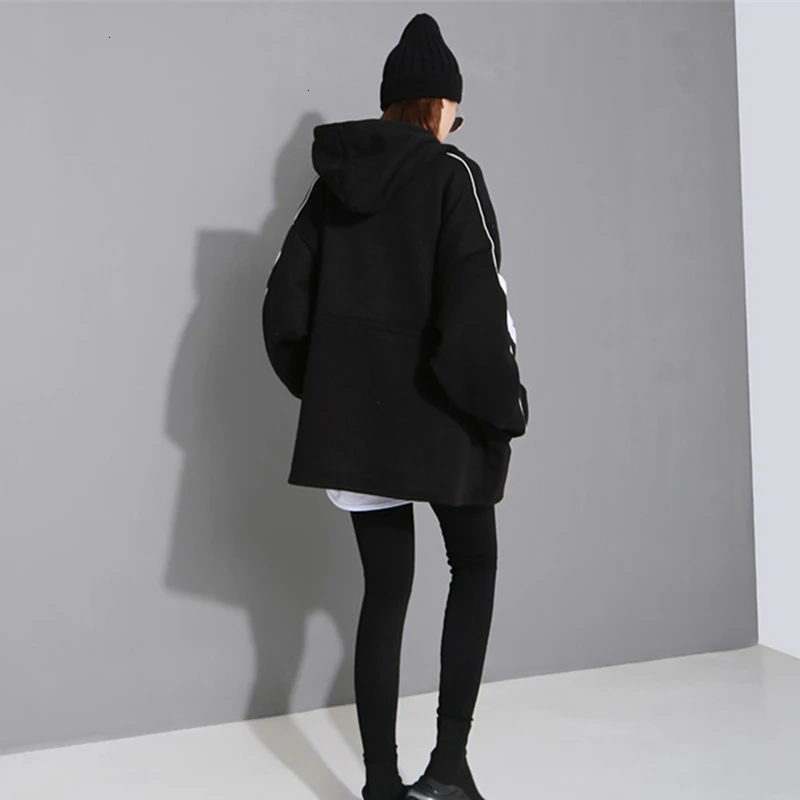 TWOTWINSTYLE принт хит цвет кофты Женский с капюшоном воротник фонарь длинный рукав шнурок повседневная Осенняя Толстовка Женская волна