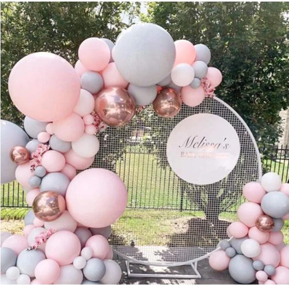 

Macaron Balloons Arch Kit Pastel Grey Pink Balloons Garland Rose Gold Confetti Globos Wedding Party Decor Baby Shower Supplies