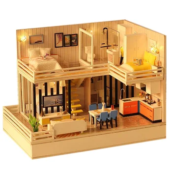 

Dollhouse Kit with Bluetooth Audio Wooden Doll House Furniture Diy Toys for Children Best Christmas Gift