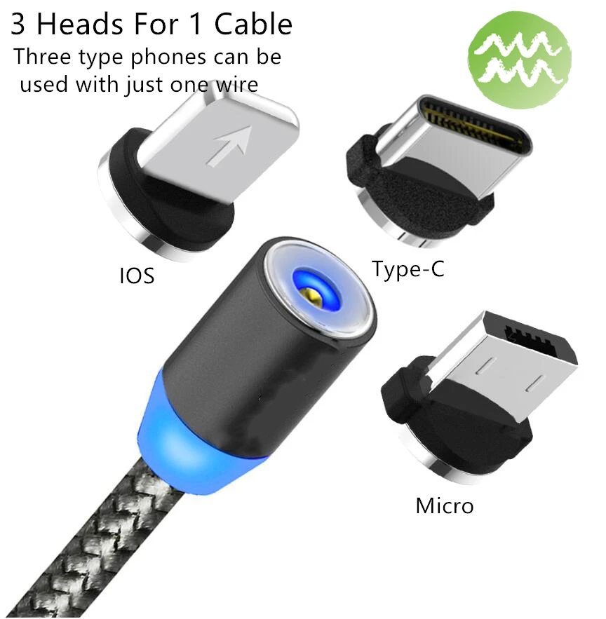 Магнитный Micro USB кабель для iPhone samsung type c зарядная зарядка магнит зарядное