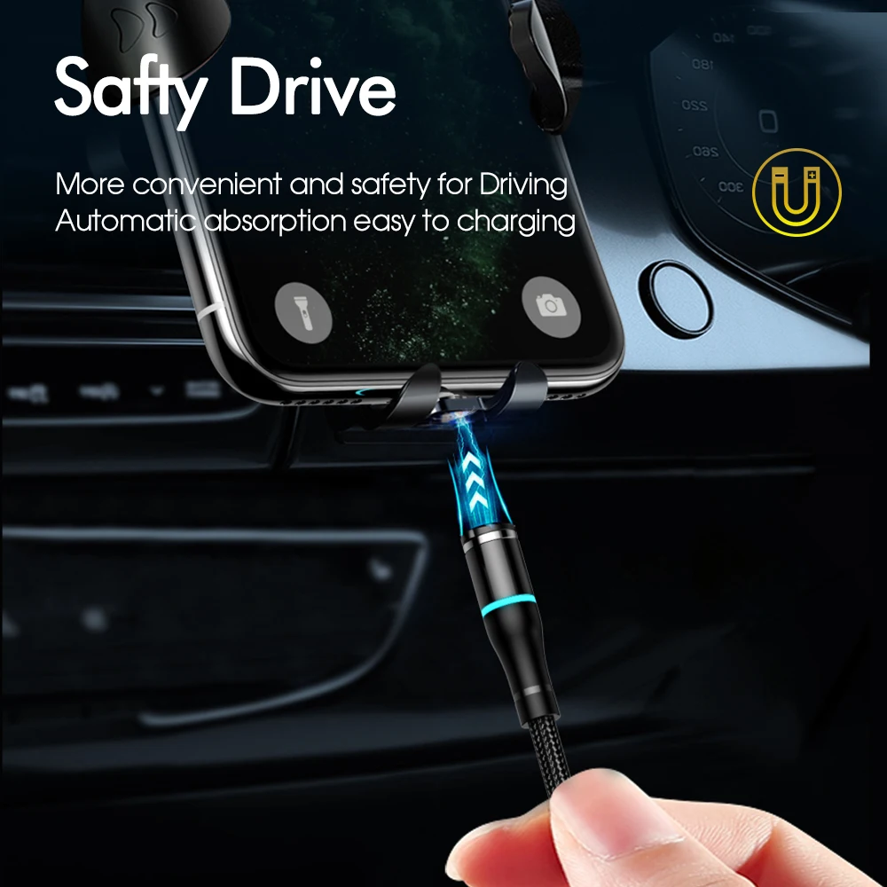 YKZ 3A Магнитный зарядный кабель Мобильный телефон Быстрая зарядка Type C Micro USB
