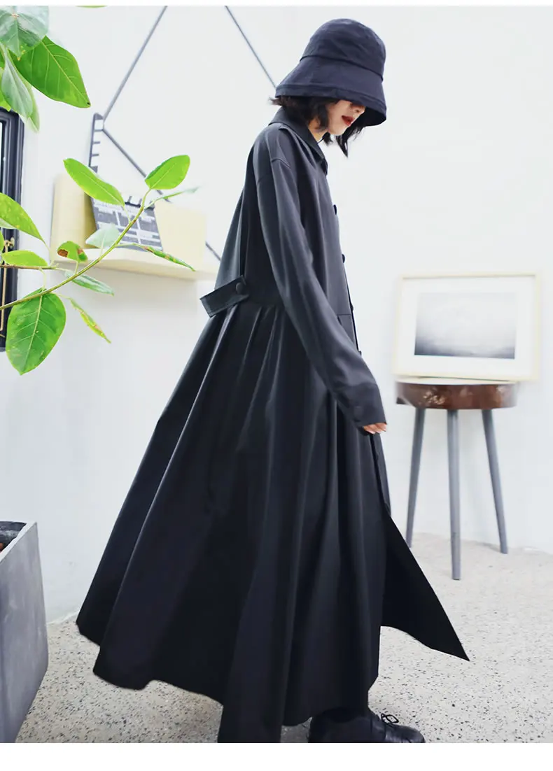 XITAO Tide, плиссированное винтажное черное платье, женская одежда,, свободный карман, индивидуальный стиль, воротник Питер Пэн, элегантное платье на осень, DMY1067