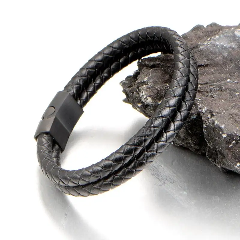 Magnetic Clasp Double Layer Leather Wrap Bracelet for Men Fashion Steampunk Bracelet Jewelry Magnetic Clasp Double Layer Leather Wrap Bracelet for Men Fashion Steampunk Bracelet Jewelry