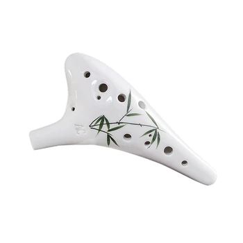 

12 Holes Round Head Ceramic Ocarina Alto C Hand Painted Musical Instrument with Lanyard Music Score Protective Bag