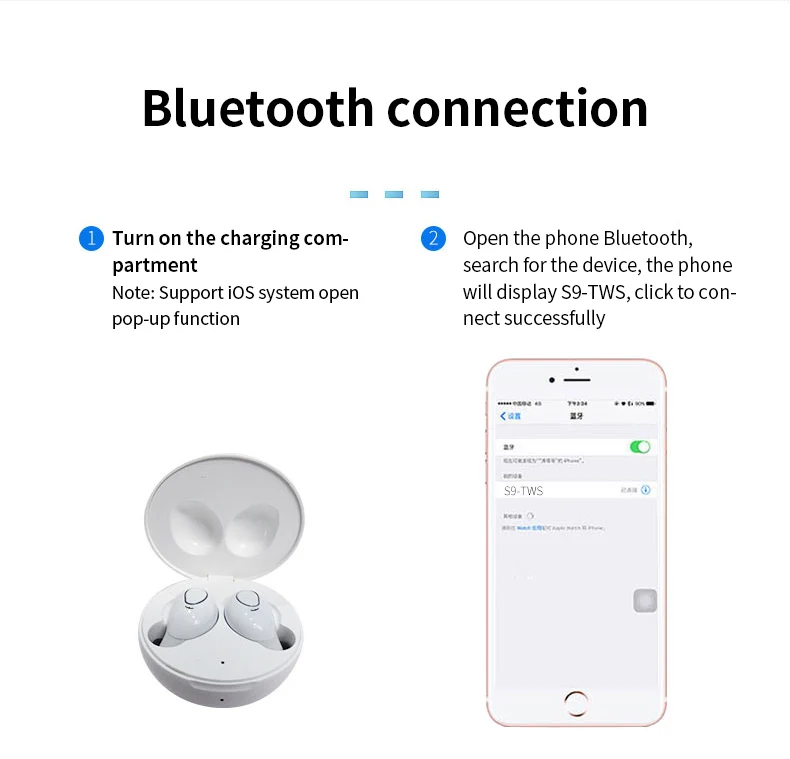 S9 мини Макарон Цвет Беспроводной Bluetooth наушники HiFi стерео Bluetooth гарнитура с QI Беспроводной зарядным устройством