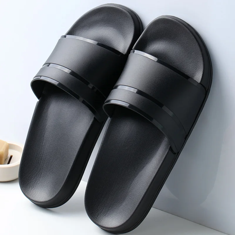 

2020 New Hot Summer Men Slippers Casual Black White Shoes Non-slip Slides Bathroom Sandals Soft Sole Women Slides Plus Size 47