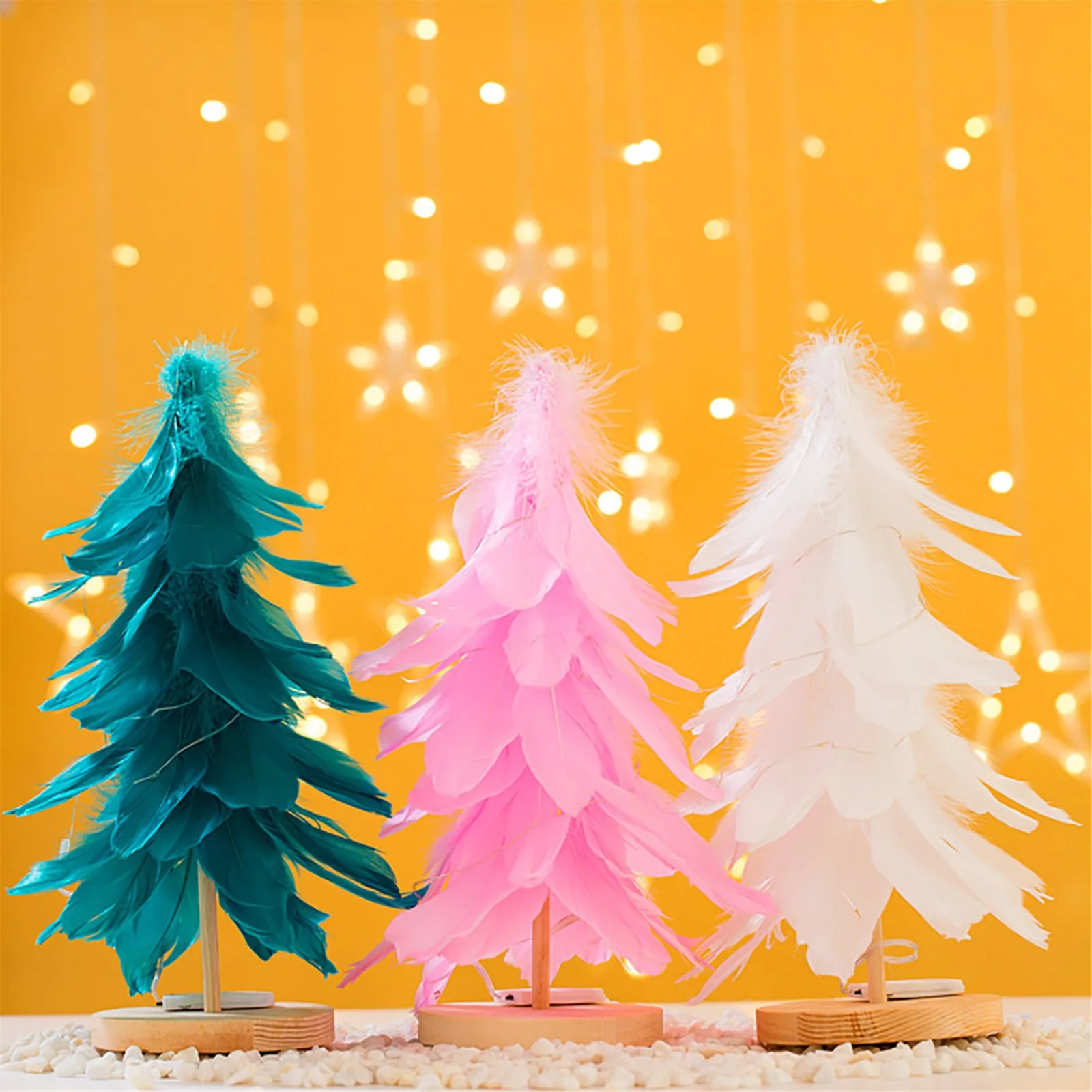 

Christmas Tree Decoration Fairy Atmosphere Lights Festive Feather With LED Light 11.8 Inch New Year Home Decorations Gifts