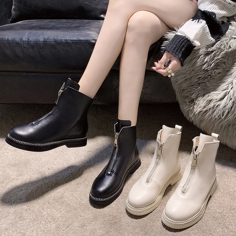 

2019 Autumn Short All-match Boots Zipper Woman Boots Boots Woman Shoes England Wind