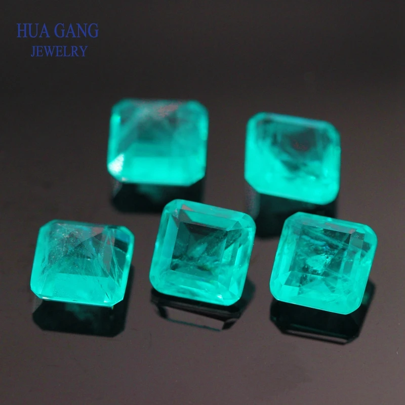 Искусственный камень Paraiba квадратные фаски порезанные синтетические кристаллы и