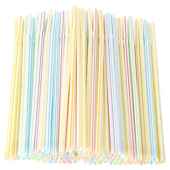 

100pcs Disposable Bendable Multi Colored Flexible Plastic Drinking Straws
