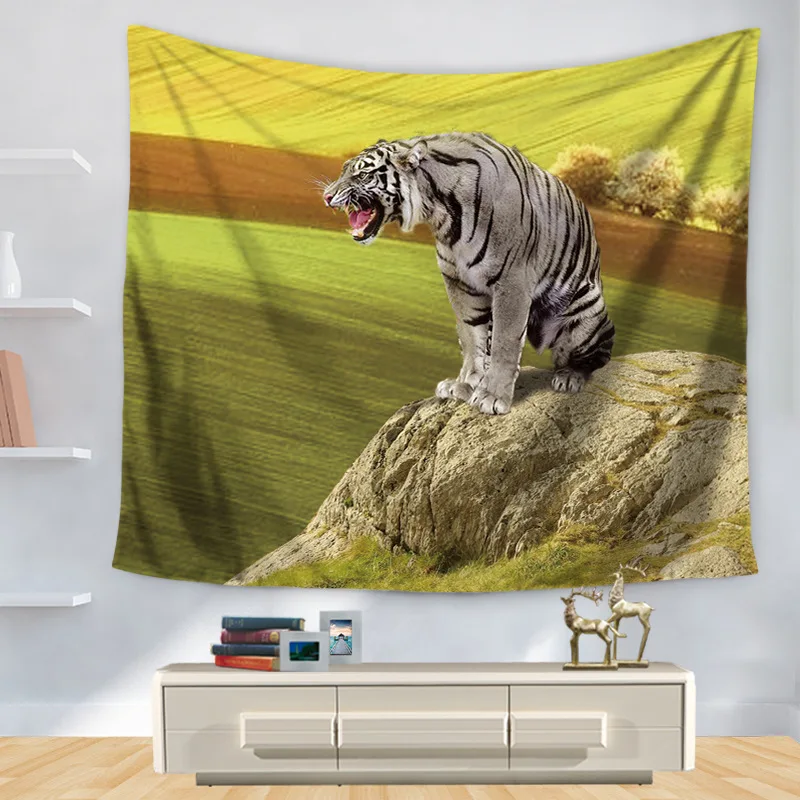 3D Дикий Тигр гобелен из полиэстера настенный гобелен Прохладный Тигры уютный Тигр Семейный пляж Декор для гостиной искусство