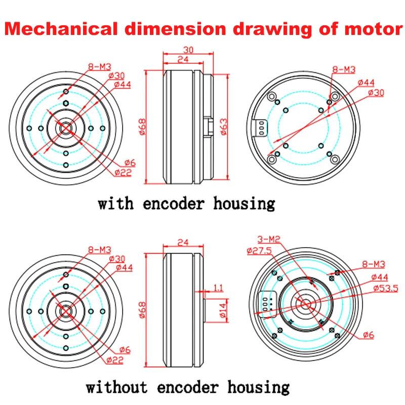 HT6010 Panoramic Gimbal VR Brushless Motor AS5048A Or AS5600 Encoder Manipulator Arm Robot Joint Motor Large Torque