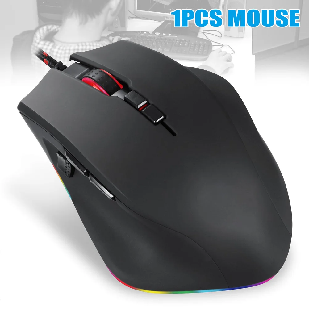 Профессиональная игровая мышь 5000 dpi USB Проводная оптическая мышь RGB с подсветкой для ПК ноутбука JHP-лучший - Цвет: Черный