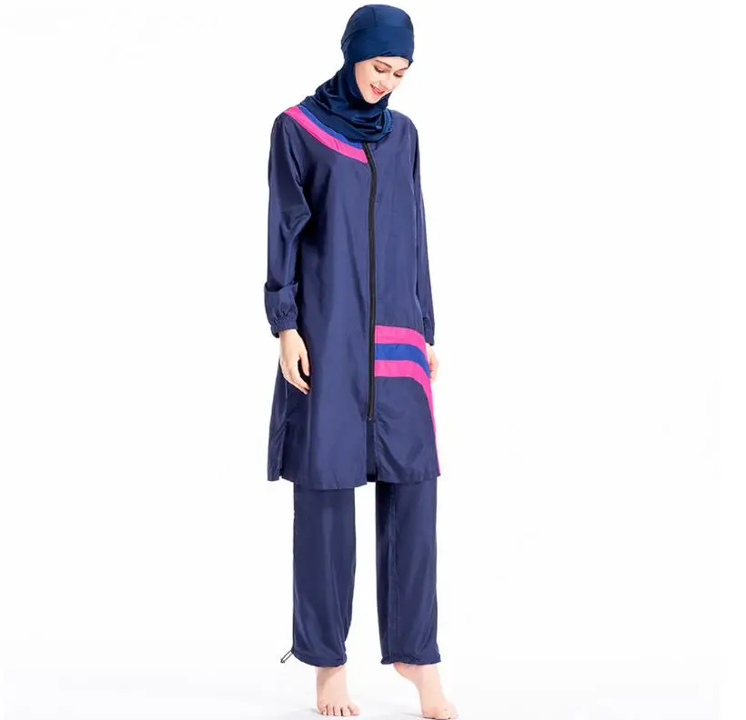 3 шт сшивание Islami Mayo Купальники больших размеров женская молния Maillot De Bain Musulman Femme тонкая мусульманская спортивная одежда закрытый купальник