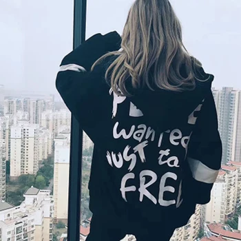

Women Long Sleeve Loose Hoodies Casual Letter Pint Sweatshirt Autumn Winter Unisex Hooded Sweatshirts Outerwear