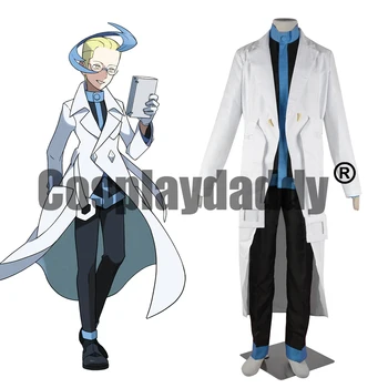 

Pokemon Pocket Monsters Black and White Versions 2 Best Wishes Team Plasma Colress Uniform Outfit Game Cosplay Costume F006