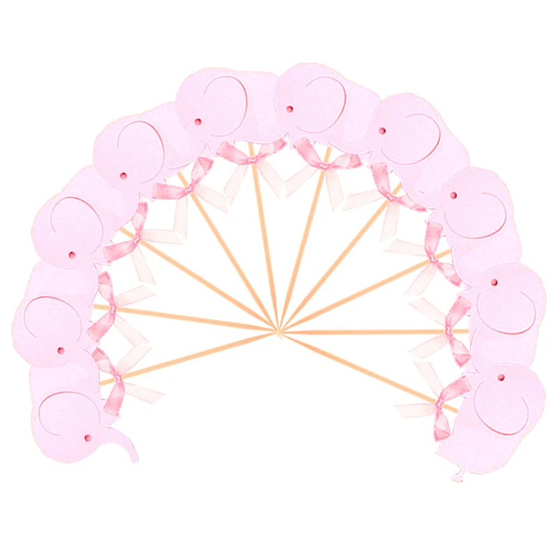 10PCS Pink Круглый шар слон торт Топпер Декор птиц милое животное, кекс топперы детский душ день рождения торт украшения вечерние принадлежности - Цвет: 10PCS Pink
