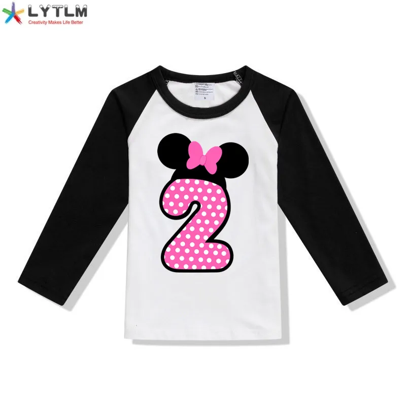LYTLM рубашки для маленьких девочек топы для девочек 5-9 лет, футболка с длинными рукавами и рисунком детская одежда с дизайном «Микки», Детская футболка Anniversaire Enfant