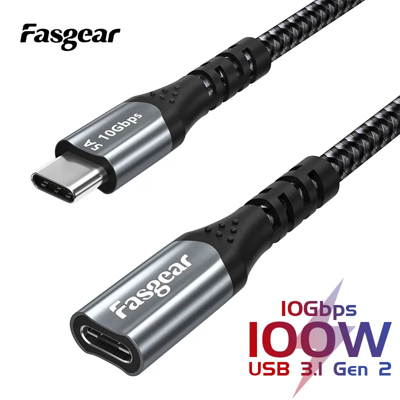 Кабель-удлинитель USB-C/USB 3.1 Gen.2 Fasgear, 1,8 м, для MacBook Pro, коммутатора, Switch, XPS
