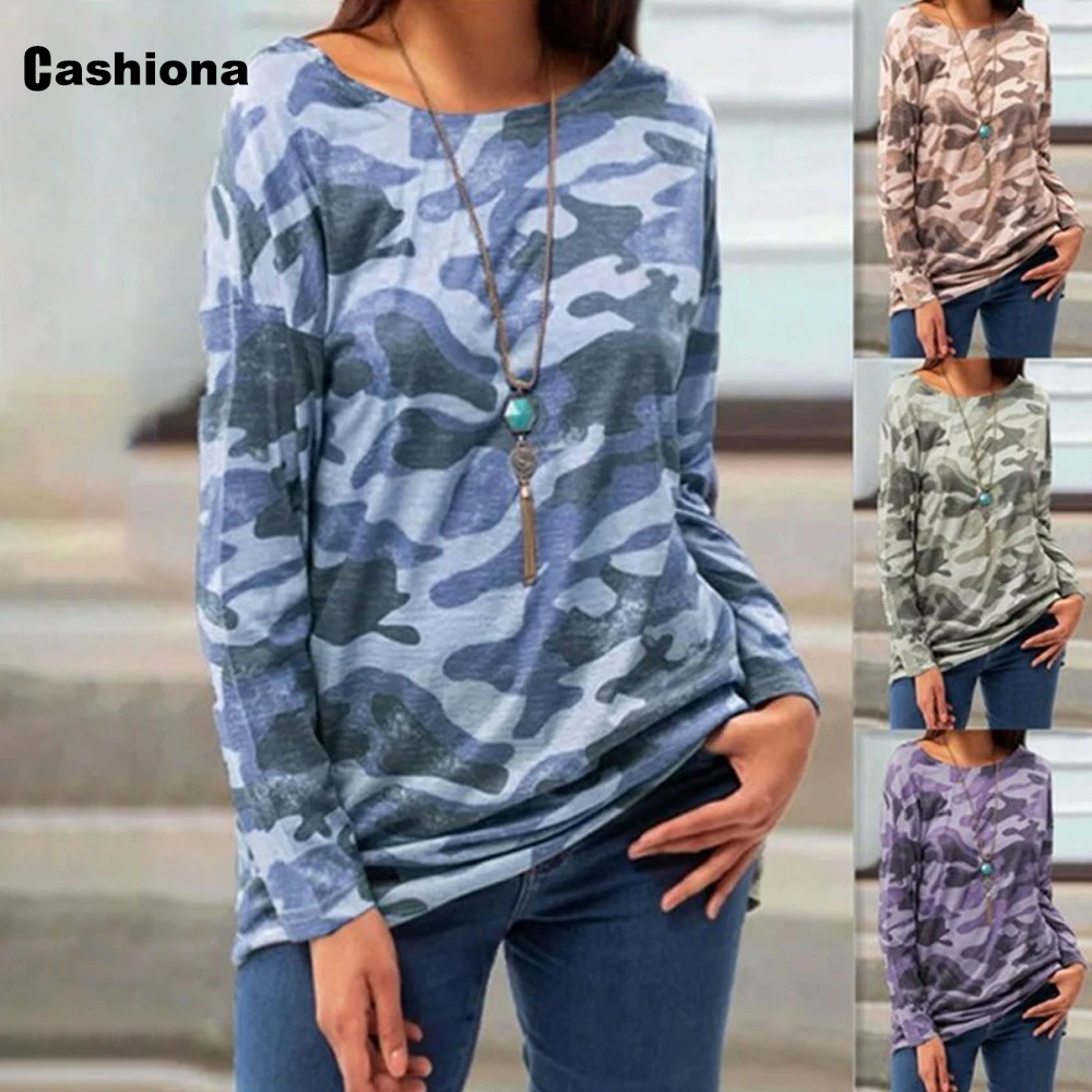 

Plus size 5xl Women Elegant Leisure Casual T-shirt Model Camouflage Print O-neck Loose Women's Top 2020 Summer Tees shirt Femme
